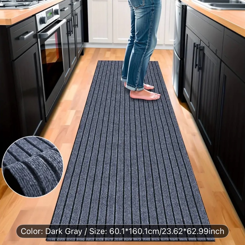 Mocha Striped Kitchen Runner Rug - Picture 3 of 12